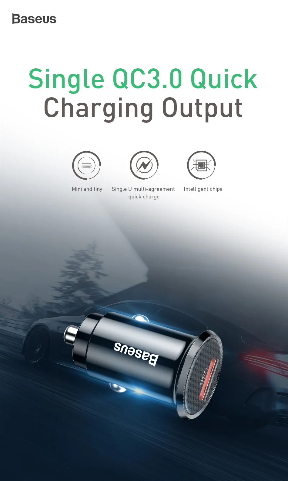 Baseus mi ni USB Автомобильное зарядное устройство Quick Charge 3,0 Автомобильное зарядное устройство для iPhone samsung Xiaomi mi QC3.0 QC Быстрая Мобильная Автомобильная зарядка