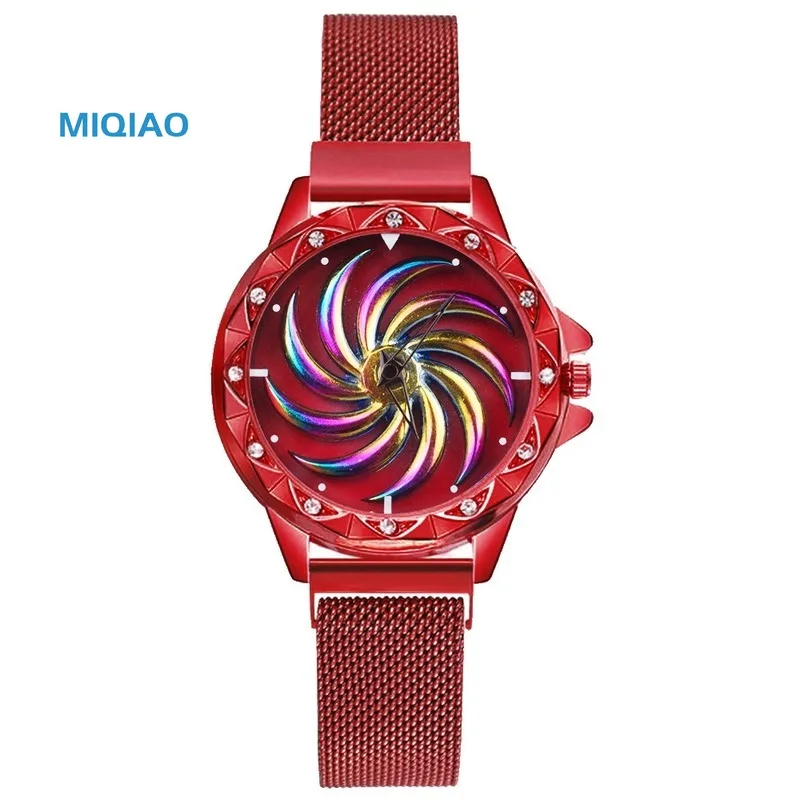 Часы женские кварцевые с сетчатым браслетом из нержавеющей стали под розовое