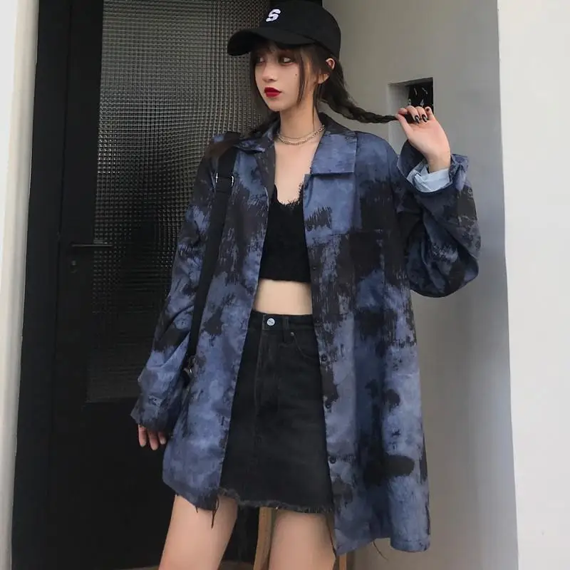 

Women's Blouse New Style shirt Long-sleeved Color Button Blouse Women Korean Style Shirt Casual Harajuku Vintage Cardigan Size