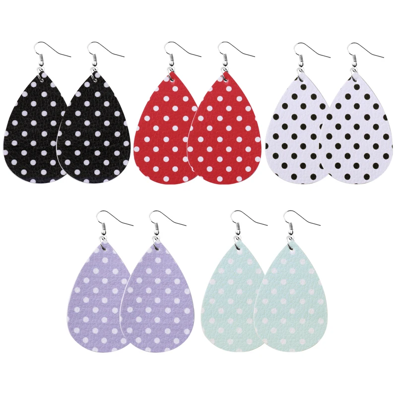 5 пар/лот серьги в горошек из искусственной кожи наборы капель черные красные