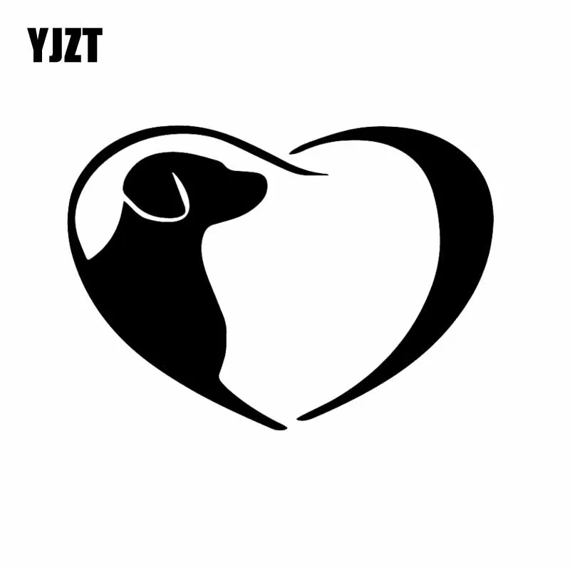 

YJZT 16.2X11.6CM Dog In Heart vinyl Decal Car Sticker Decor Cartoon Funny Pattern Black/Silver C24-1274