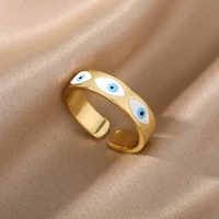 lucky turkish evil eye gold open rings for women vintage metal punk rings 2021 trendchristmas jewelry gifts anillo femme bague