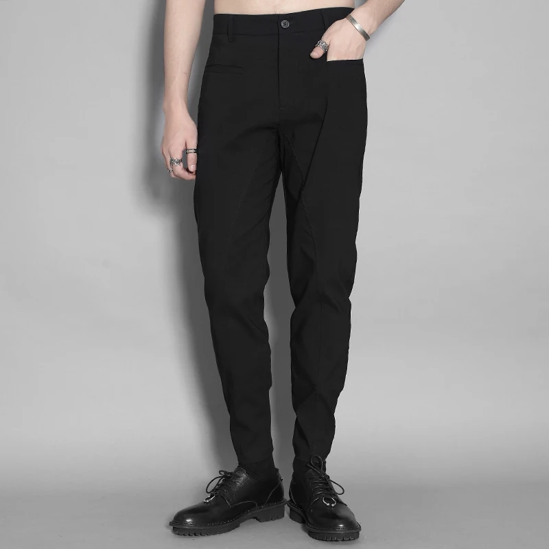 

Original spring and summer personality splice nine minutes pants slim legs stretch pants black men's casual pants