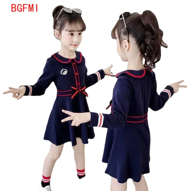 2022 Girls Dress Spring Autumn Kids Children College Wind Cotton Long Sleeve Casual Princess For | Детская одежда и обувь
