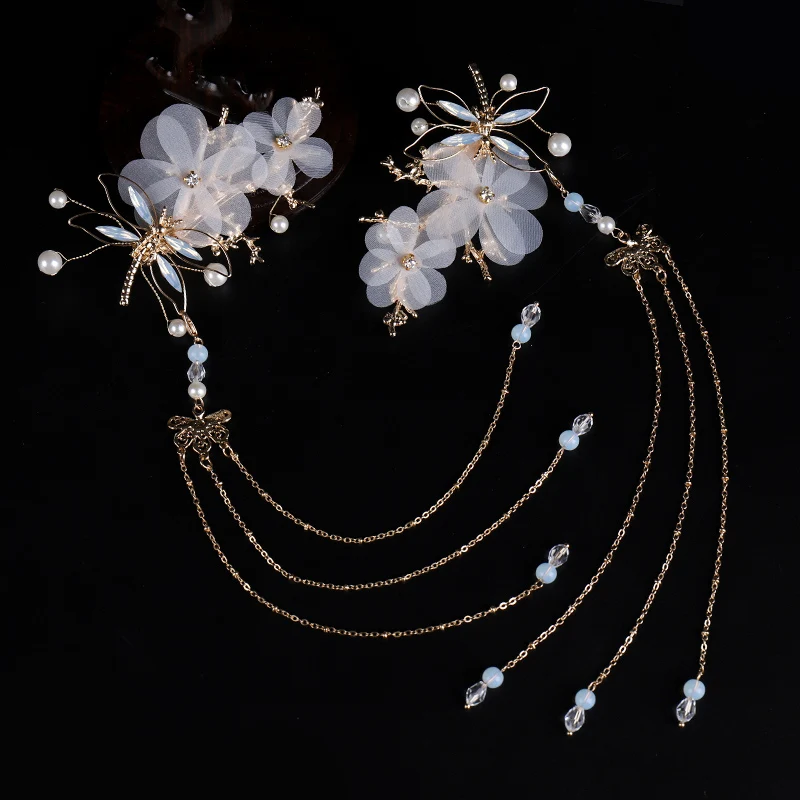 Han Fu головной убор Античная Аксессуары для волос заколка кисточкой шаг пожать в