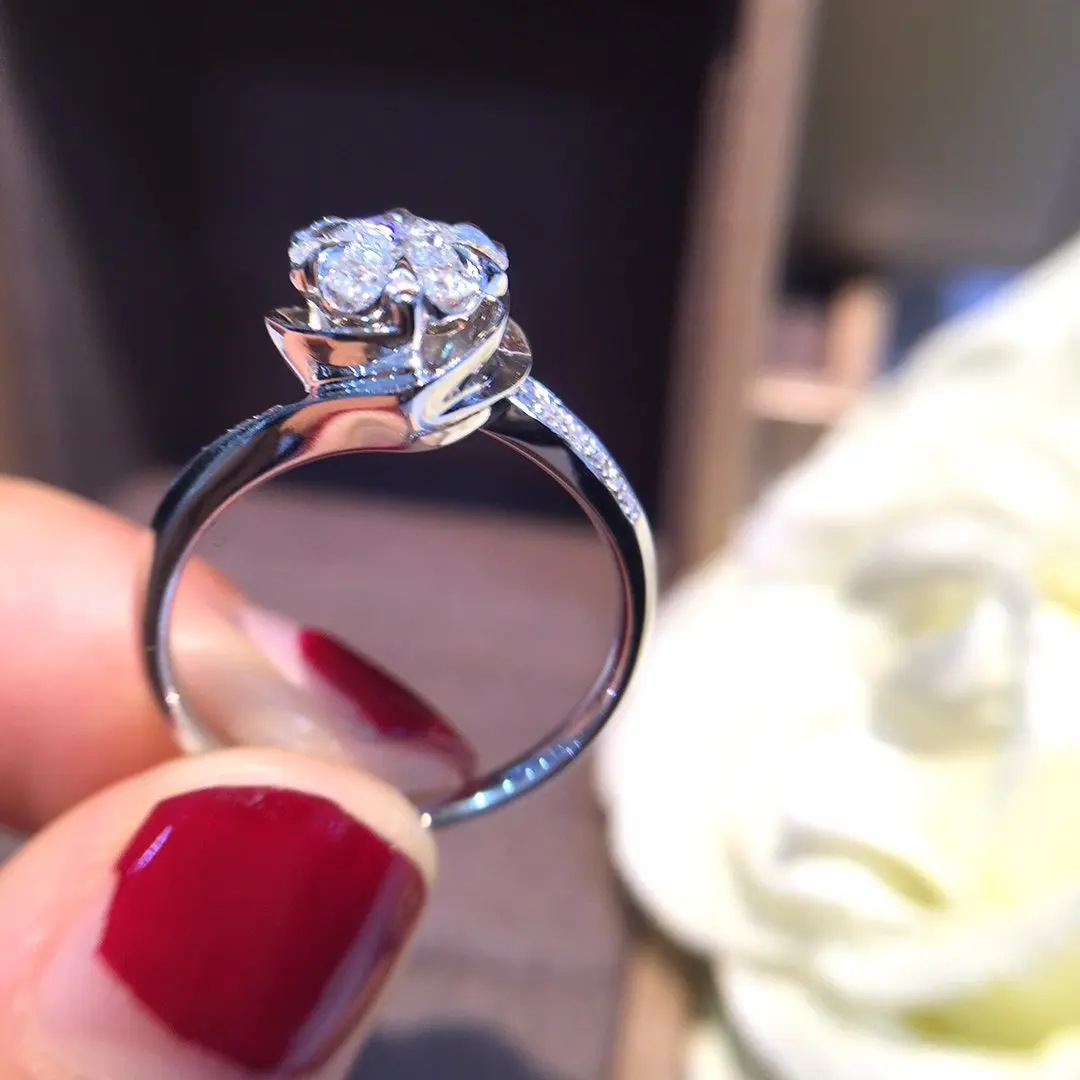 Кольцо с натуральным бриллиантом 18K золото чистое красивое кольцо драгоценными