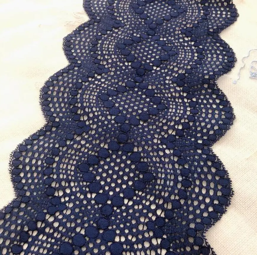 1 метр 19 см ширина темно-синяя эластичная кружевная отделка ручной работы