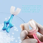 Силиконовая зубная щетка для детей, U-образная мягкая детская зубная щетка, ручная портативная двухсторонняя Эргономичная Детская зубная щетка, уход за зубами