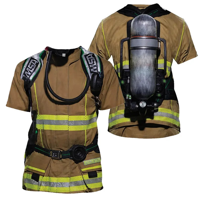 Firefighting 01 Крутая 3D печать Косплей пожарная Футболка мужская хип-хоп Уличная футболка человек Готический тройник одежда в стиле панк топы 5XL - Цвет: Firefighting 01