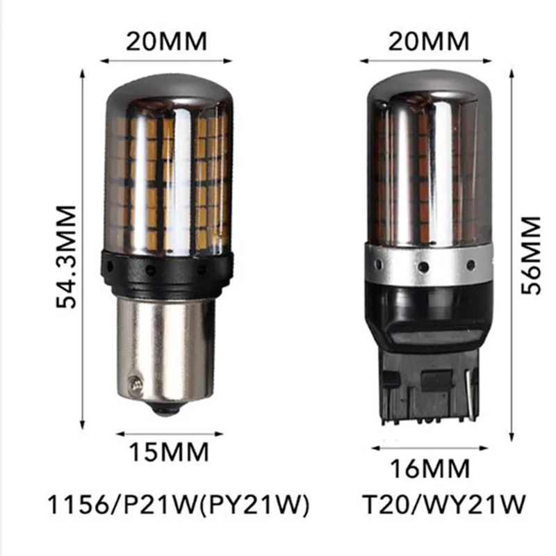 2 шт. 1156 Ba15s T20 LED P21W W21W PY21W светодиодные лампы Canbus без гипервспышки автомобильные