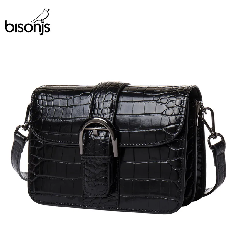 BISON DENIM дизайнерские женские сумки-мессенджеры из натуральной кожи с рисунком аллигатора, дизайнерская сумка из воловьей кожи, роскошные модные женские сумки B1404