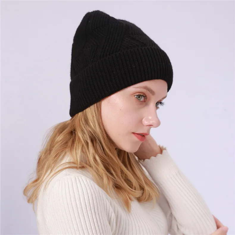 NUZADA брендовые зимние вязанные шапочки Skullies шапочки шапки s мужские женские шерстяные плюс бархатные со стразами шапка с наушниками уличные лыжные теплые шапки