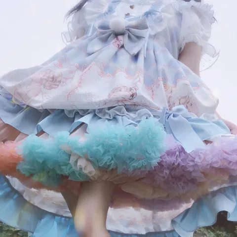 Женское платье-пачка радужной расцветки короткая шифоновая юбка с цветочной