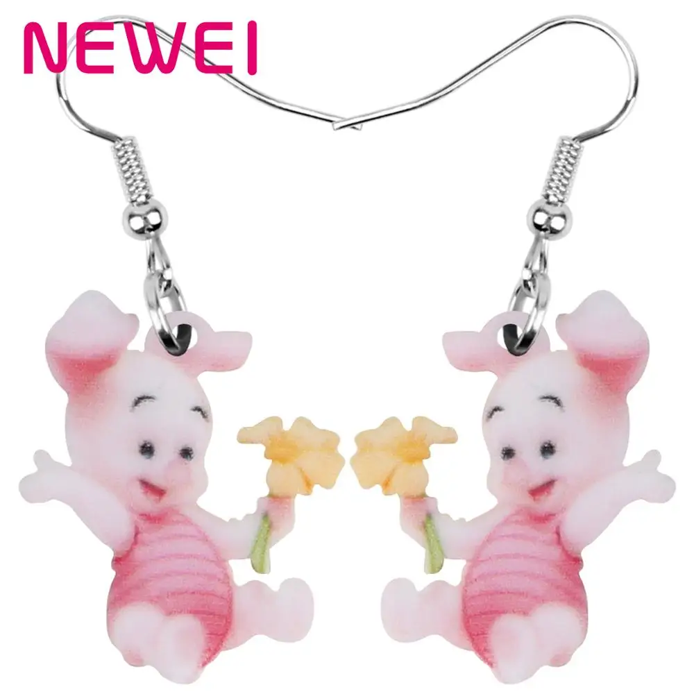 NEWEI акриловый рисунком из мультфильма аниме Свинка Копилка серьги подвески в