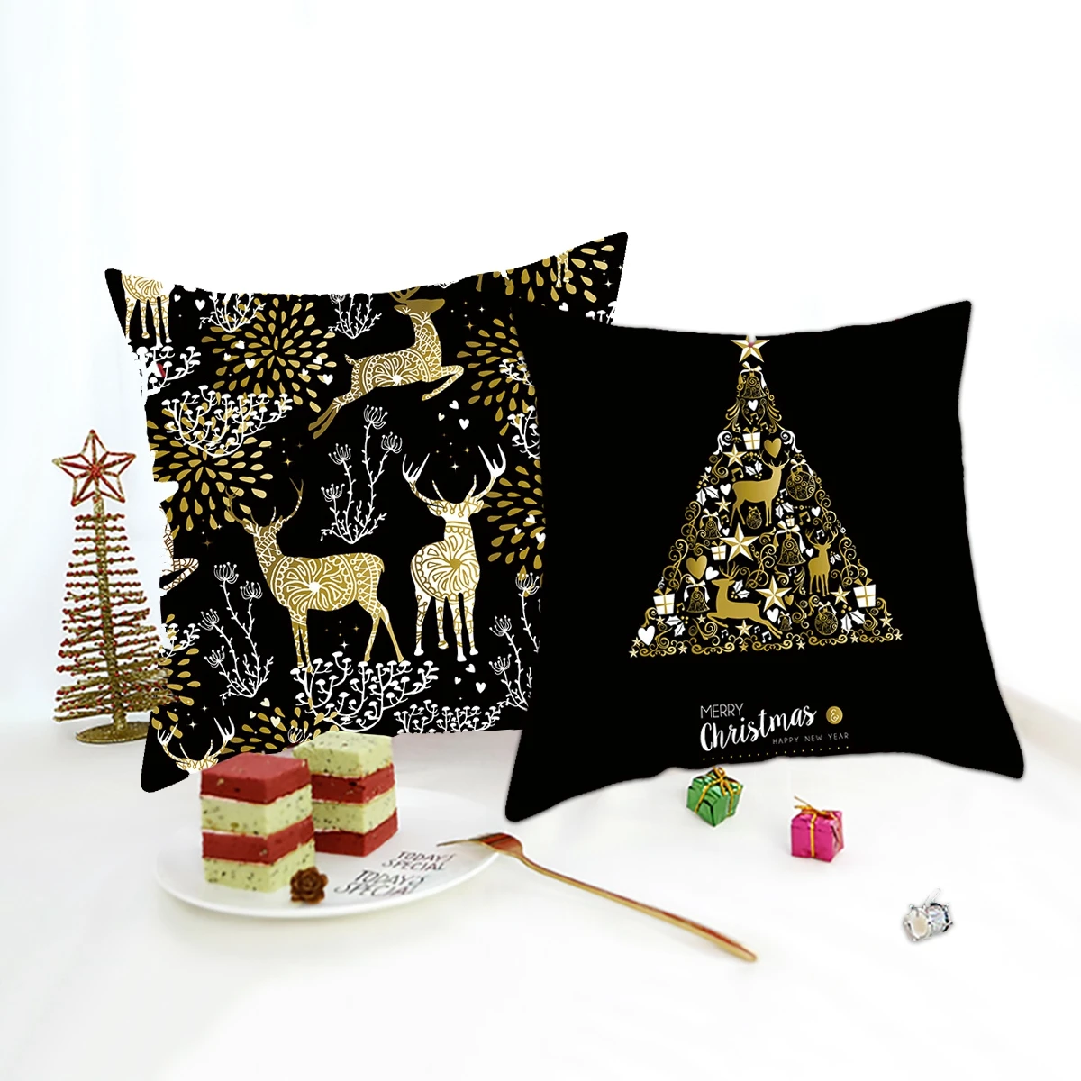 QIFU 45x45cm Elk Snowflake Santa Claus Christmas Pillowcase Christmas Decor for Home Christmas Navidad Xmas New Year