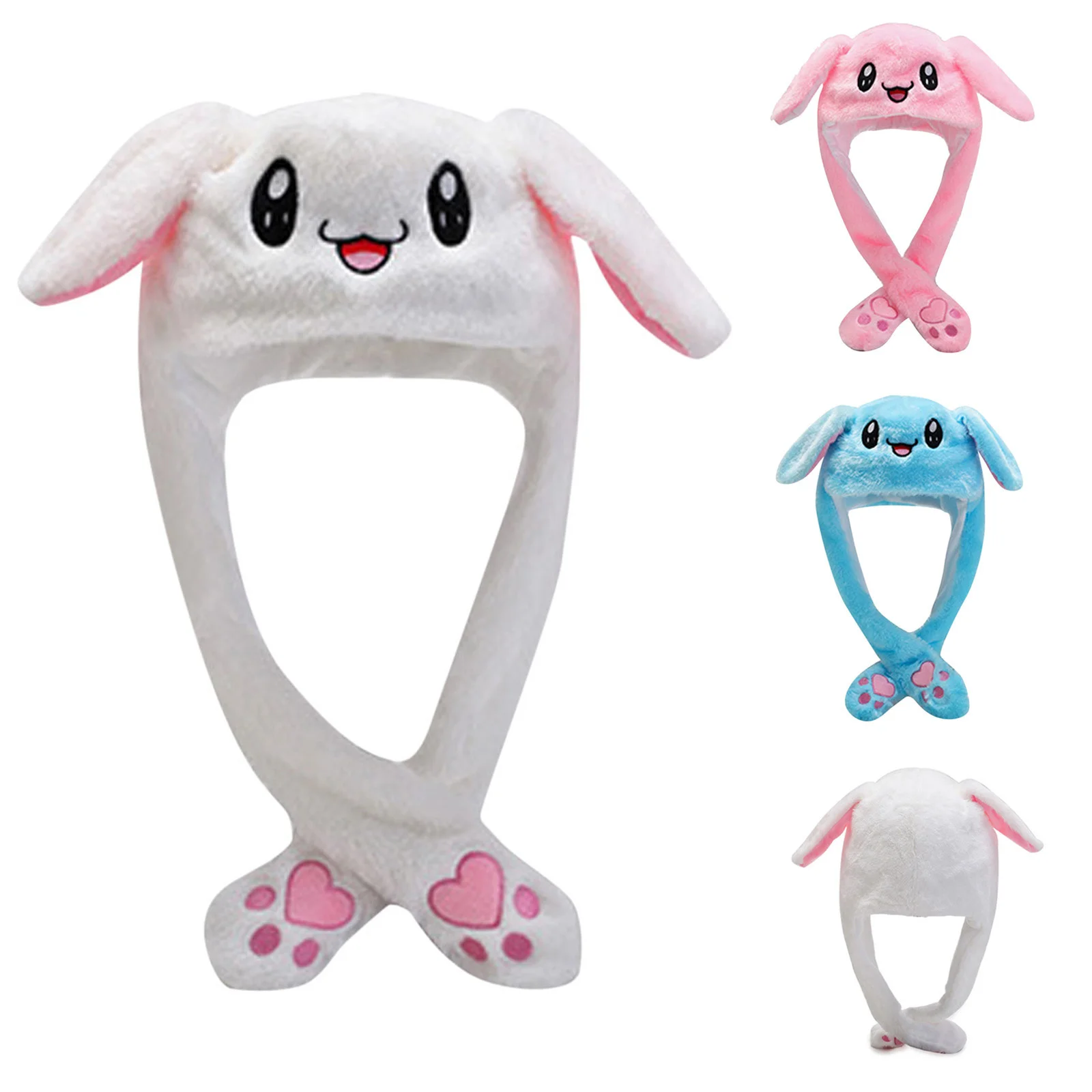 

2021 New Rabbit Women's Hat Beanie Plush Can Moving Bunny Ears Hat With Shine Earflaps Movable Ears Hat For Women/Child/Girls