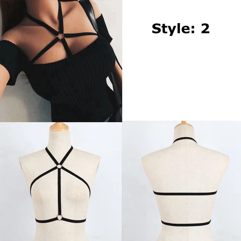 Style2 1 шт. 6 стилей пикантные Для женщин мягкий полиэстер ремень нижнее белье, бандажный бюстгальтер полые клетка жгут бюстгальтер, чашечки расположены рядом, пуш-ап, кроп-топы летние пляжные бюстье - Цвет: Style2