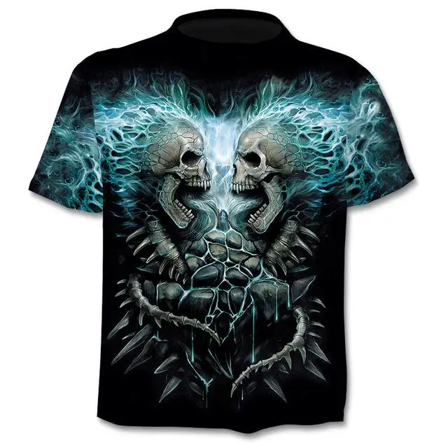 

Drop Ship Summer New 3D Skull T-shirt Men And Women Hip Hop Funny Casual T-shirt Short Sleeve O-neck Top Fashion Harajukut-shirt