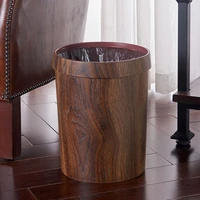 2022 1pc retro wood grain trash can waste paper basket household living room kitchen toilet plastic trash storage bin