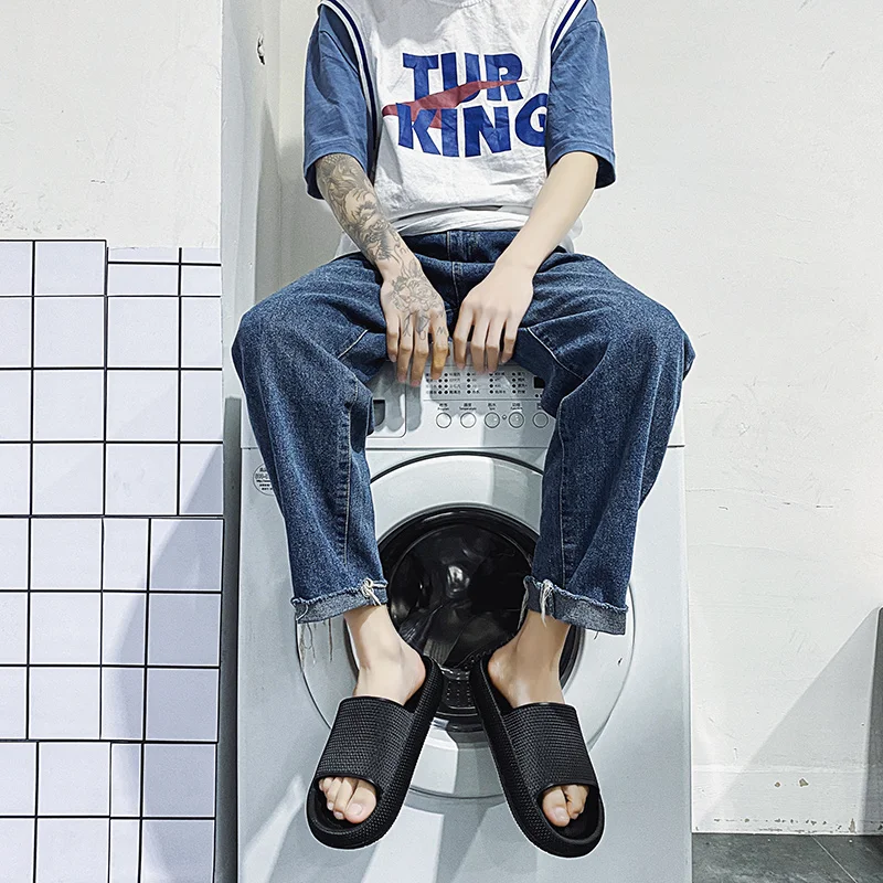 

Men'S Summer Home Slippers Thick Bottom Indoor Floor Shoes Non-Slip Outdoor Casual Flip Flops Chanclas Hombre