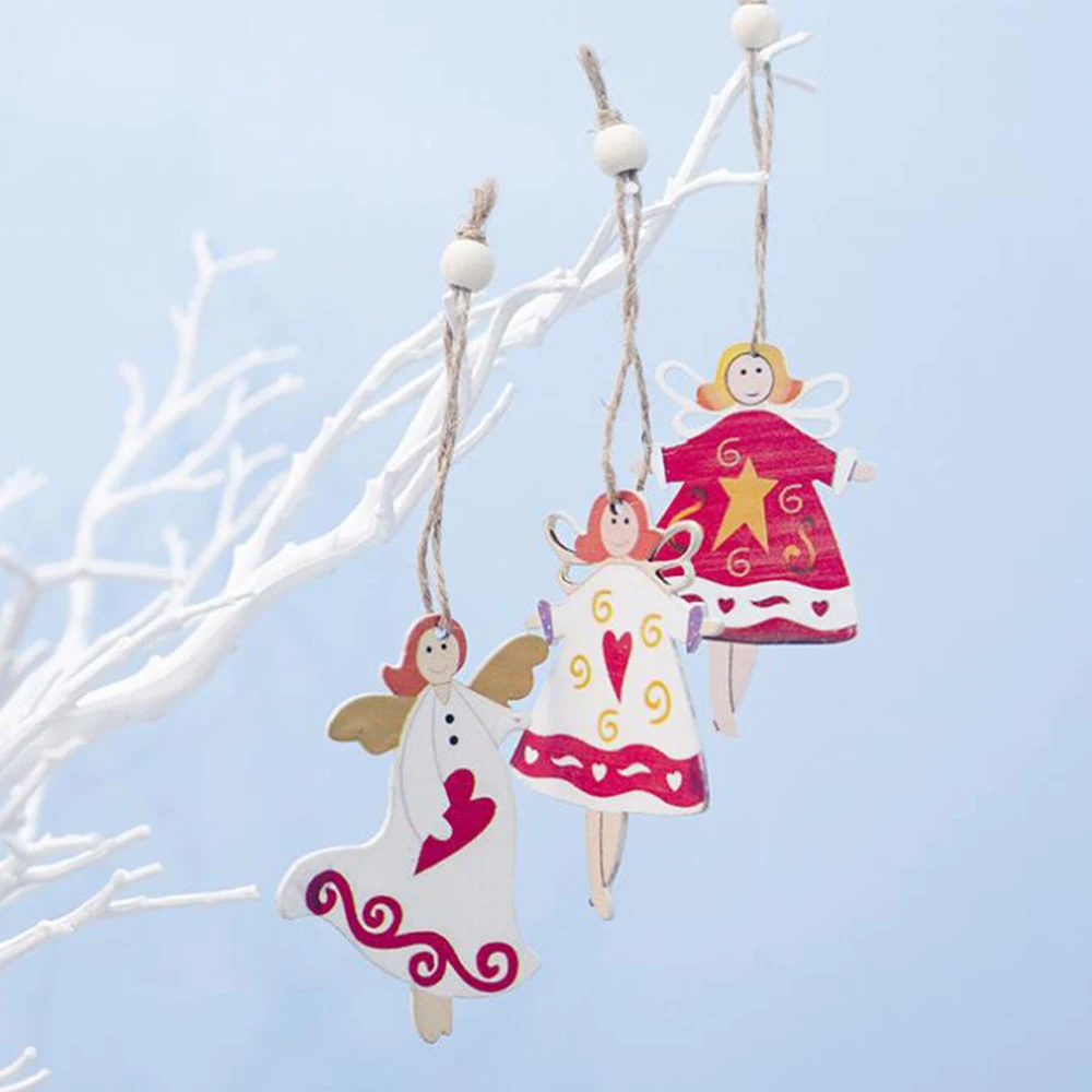 2 шт. деревянный пеньковый веревочный ангел подвеска на рождественскую елку