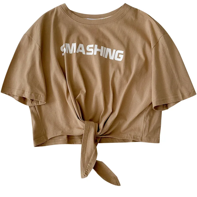 

Short-Sleeved T-shirt for Women 2021summer New Women's Clothing Korean Style Fashion Short Bottoming Shirt Loose Letter Jacket