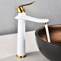 bathroom high brass white and chrome finish bathroom faucet single lever bathroom faucet hot and cold water mixing sink faucet
