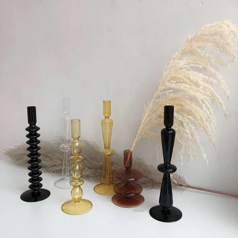 Clear Glass Candle Holders Wedding &amp Dining Table Decorative Candlestick Holder Candelabra Fits Led Candles | Дом и сад