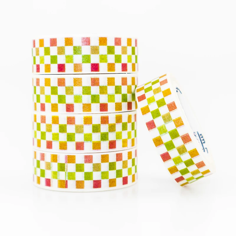 

Color Small Grid Washi Tape DIY Office Stationery Masking Paper Tape Set Decorative Scrapbook Sticky Stickers 1PCS