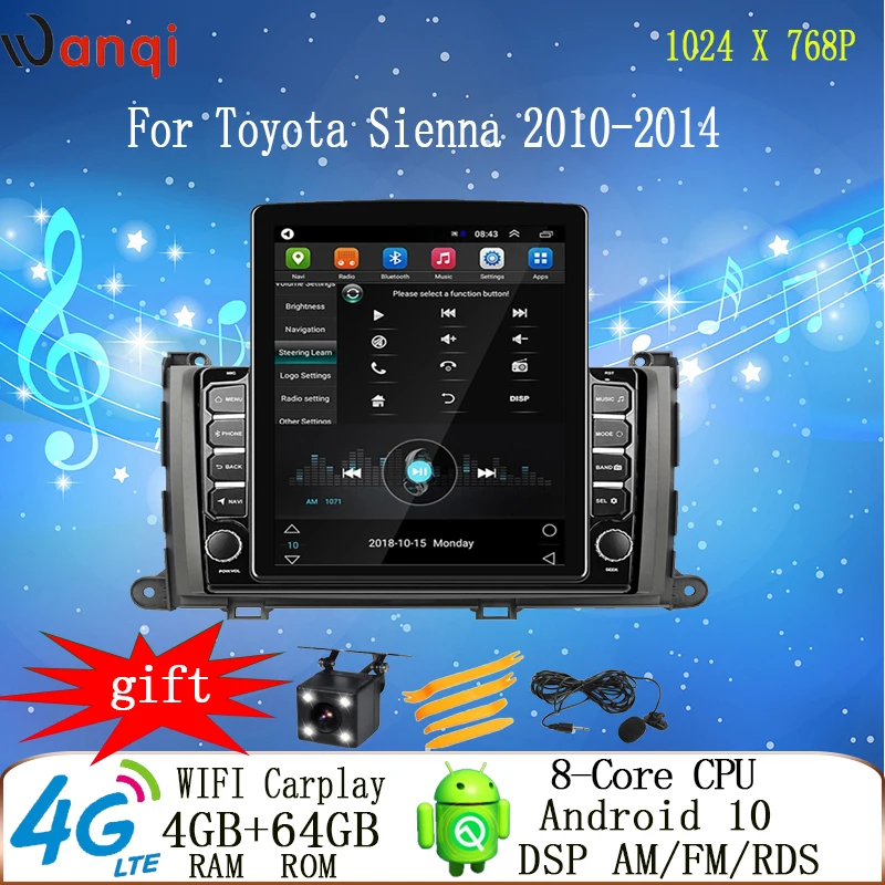 

9.7 Inch Android 10 Tesla Style Car Radio Player For Toyota Sienna 2010-2014 GPS Navigation Multimedia Video DVD Vertical Screen