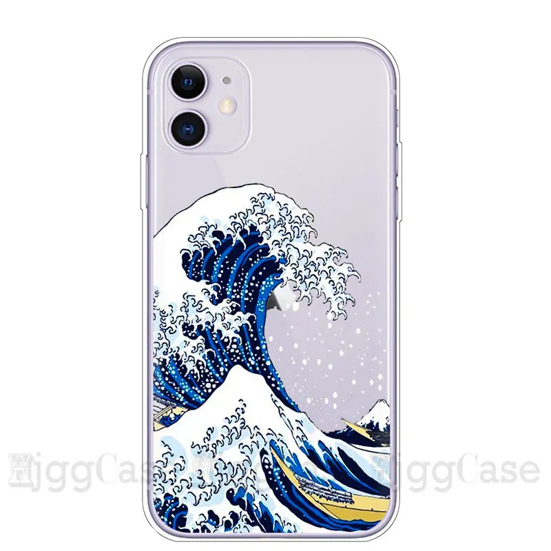 Мягкий силиконовый чехол Kanagawa для телефона из ТПУ с объемными волнами iPhone 11 Pro Max