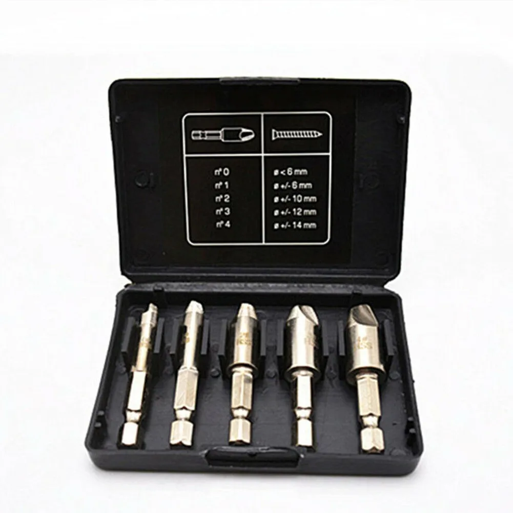 

5Pcs Screw Extractors Broken Chrome Removal Tool Threaded Type Wood Nut