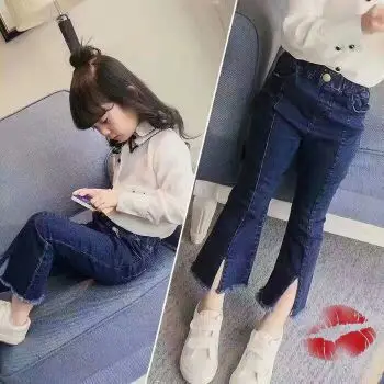 Spring Girls Ripped Jeans Baby Kids Toddler Denim Pants Legs Casual Clothing Leggings Boot Cut 2-10Y | Мать и ребенок