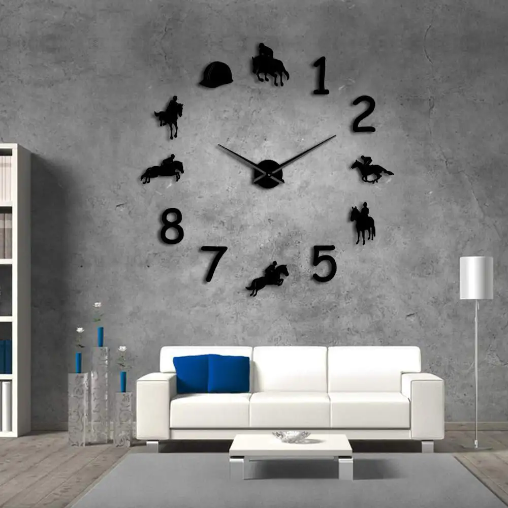 

3D three dimensional acrylic horse riding wall clock fashion simple DIY Wall Clock creative clock home accessories