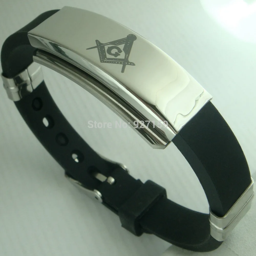 

Mens Freemasonry Masonic Mason Cool PU Leather Bangle bracelet G96B