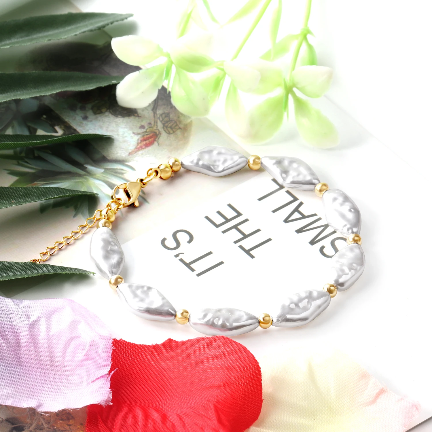 Изящные женские браслеты LUXU из стали нержавеющей с геометрическими бусинами