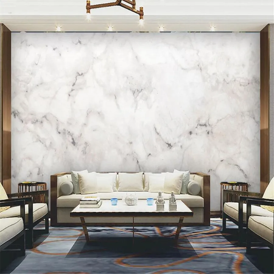 3D обои Milofi на заказ большой цветок Белый джаз узор из белого мрамора для гостиной