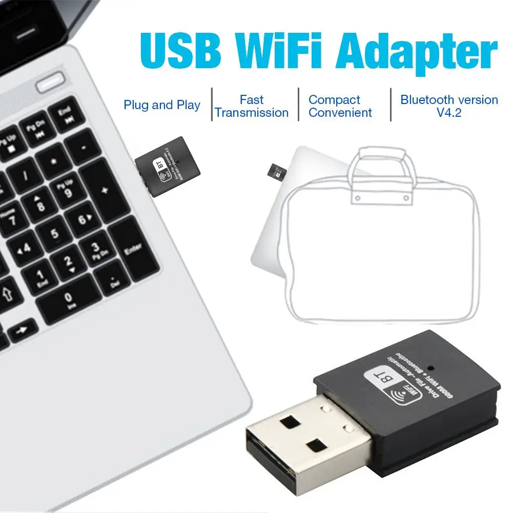 USB адаптер Bluetooth 4 2 в 1 600 Мбит/с 5 ГГц|Беспроводные адаптеры| |