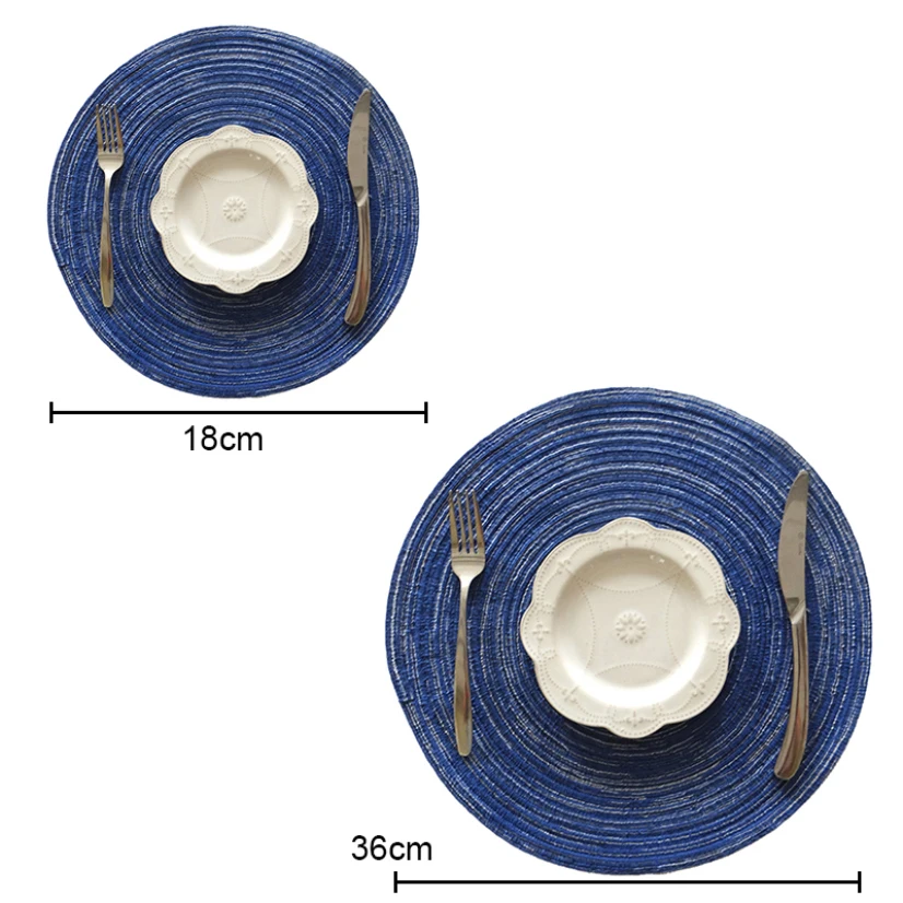 

6pcs/set Table Mat Round Linen Placemat For Dining Table Pastoral Hot Pad Coaster Set Table Decoration And Accessories