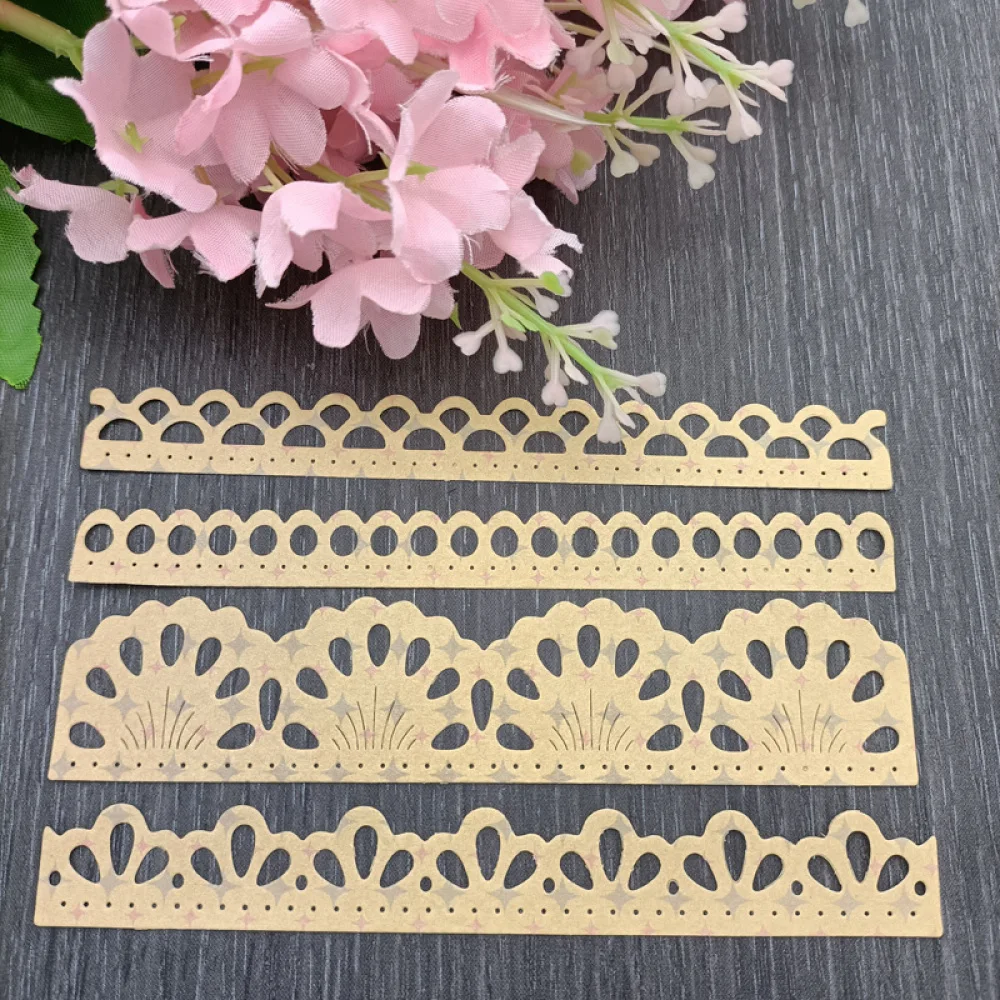 

Metal Cutting Dies Cut Mold 4pcs Lace Wavy Irregular Border Decoration Scrapbook Paper Craft Knife Mould Blade Punch Stencils