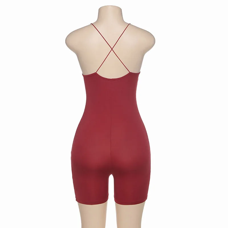 

Sleeveless Cross Straps Bodysuit Women Spring Autumn Solid slash Backless White Casual Body Tops Jumpsuit Fit Sexy Slim Clothing