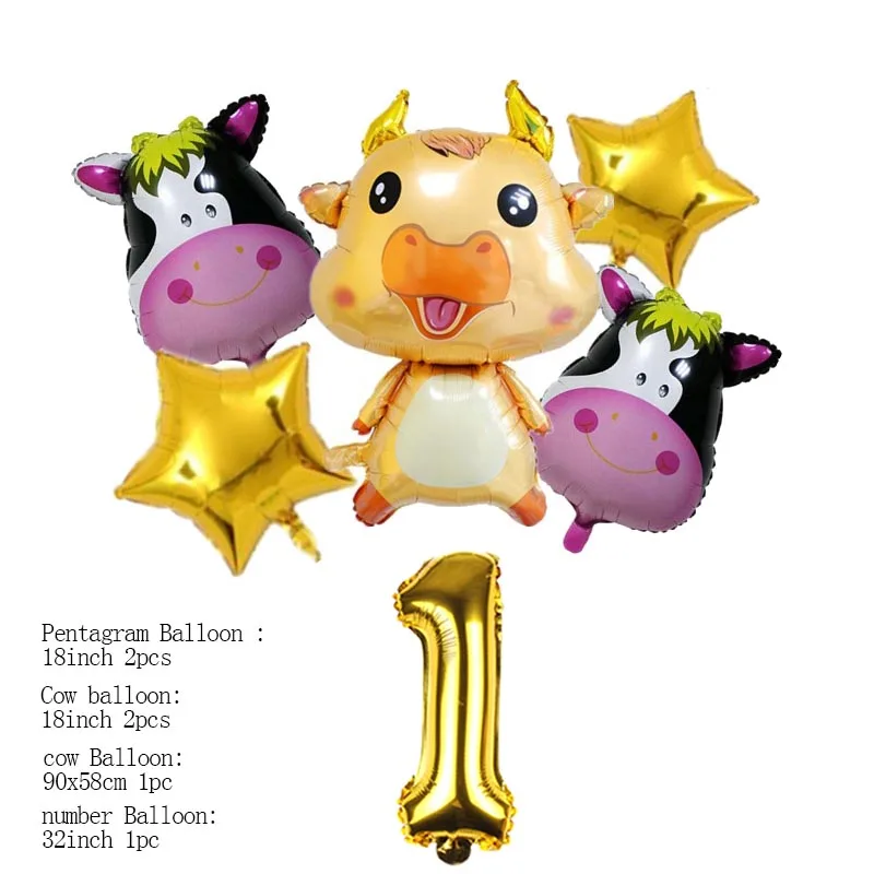 

Cute Gold Cow Farmland Birthday Party Foil Balloon Decor Girl Faovr Toy animal Baby Shower Birthday Party Decoration Supplies
