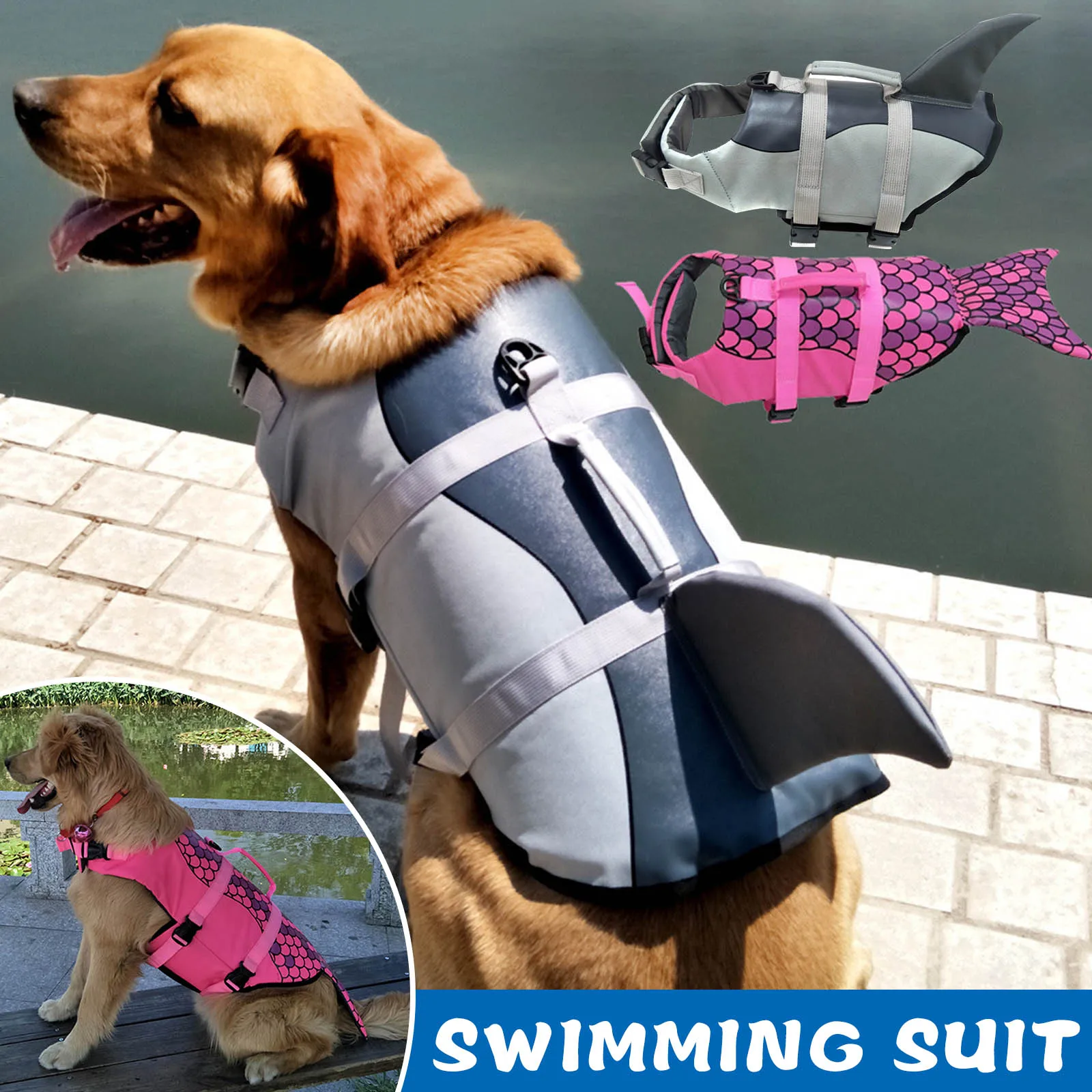 

Pet Life Jackets Pet Floatation Vest Dog Swimming Saver Vest Life Preserver Dog swimming safety clothing Pet supplies