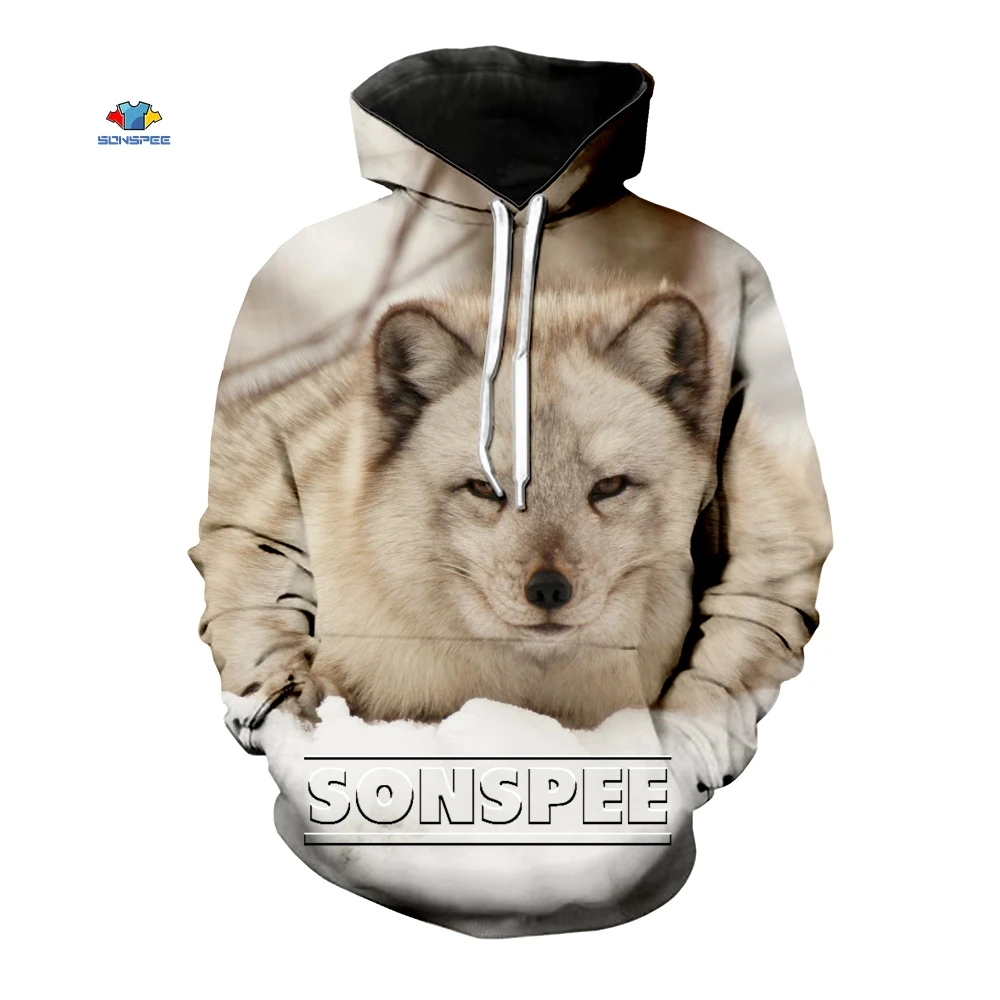 

SONSPEE Men's 3D Print Animal Fox Hoodie Casual Hip Hop Men Women Autum Long Sleeve Pullover Tops Sweatshirt Hoodies Oversize