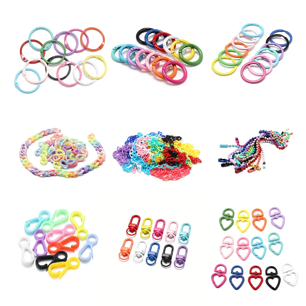 

Multi-Colors Mixed Brooch Pins Lobster Clasp Hooks Ball Chain Key Rings Chains For DIY Jewelry Making Supplies Accessories