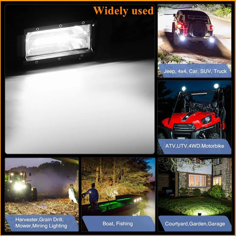 2 предмета белый янтарь 5 дюймов 72 Вт Led внедорожные фары для джипа грузовики ATV UTV