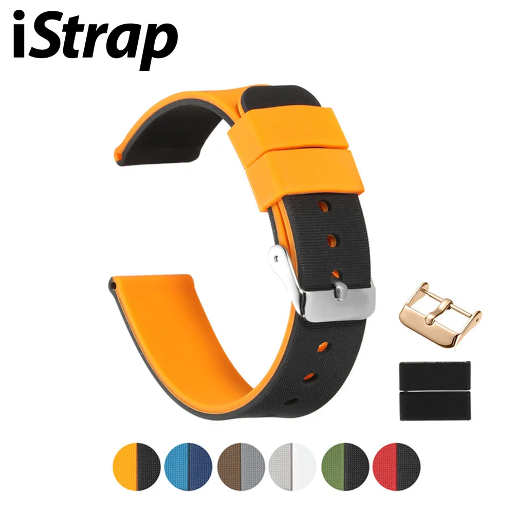 IStrap резиновые ремешки для часов с пряжками для мужчин и женщин, умные часы 20 мм, 22 мм, силиконовые ремешки для часов+ инструмент