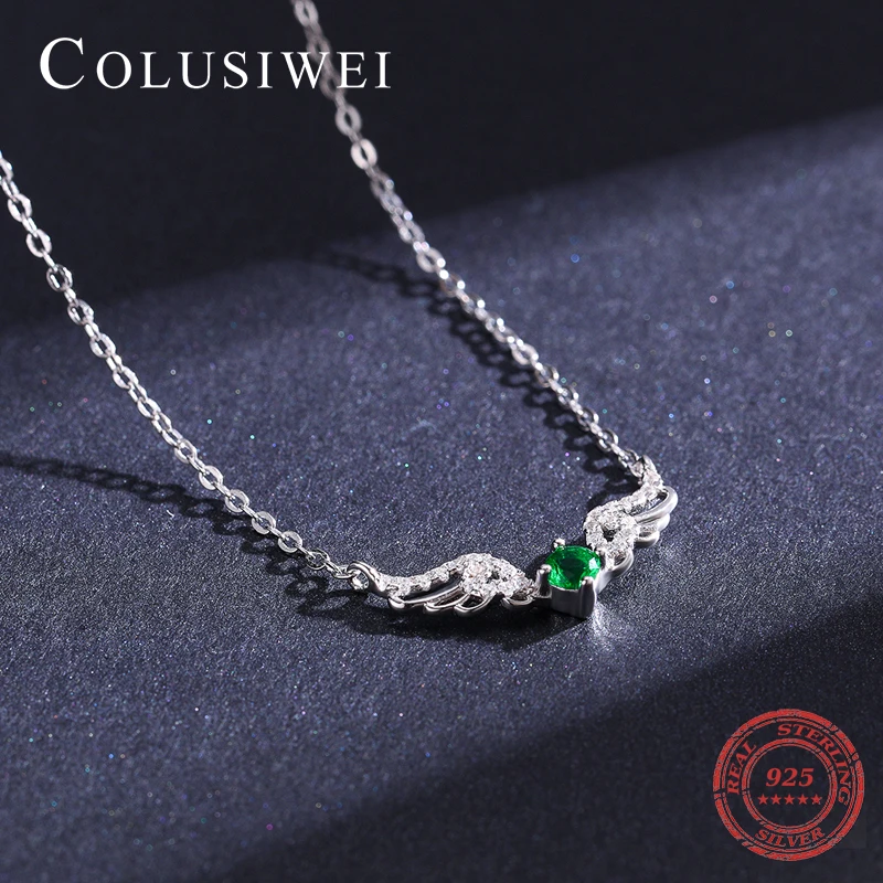 

Colusiwei Vintage Zirconia Angle Wings 100% 925 Sterling Silver Pendant Necklaces for Women Wedding Engagemnt Statement Jewelry