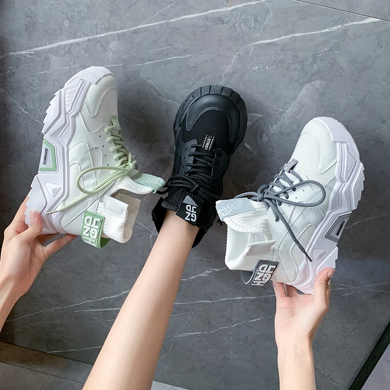

Women Chunky Sneakers Fashion Casual Platform Shoes Breathable Sports Shoes Woman Vulcanize Shoes Woman Casual White Mesh Shoes