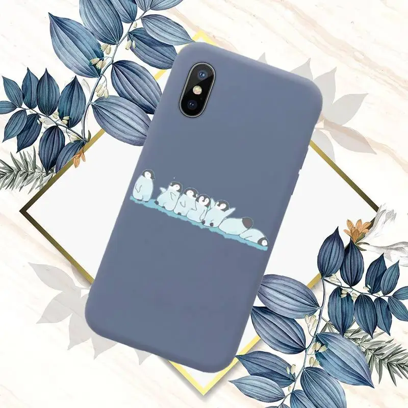 

Lovely Penguin Polar Bear shell Phone Case Candy Color for iPhone 6 7 8 11 12 s mini pro X XS XR MAX Plus